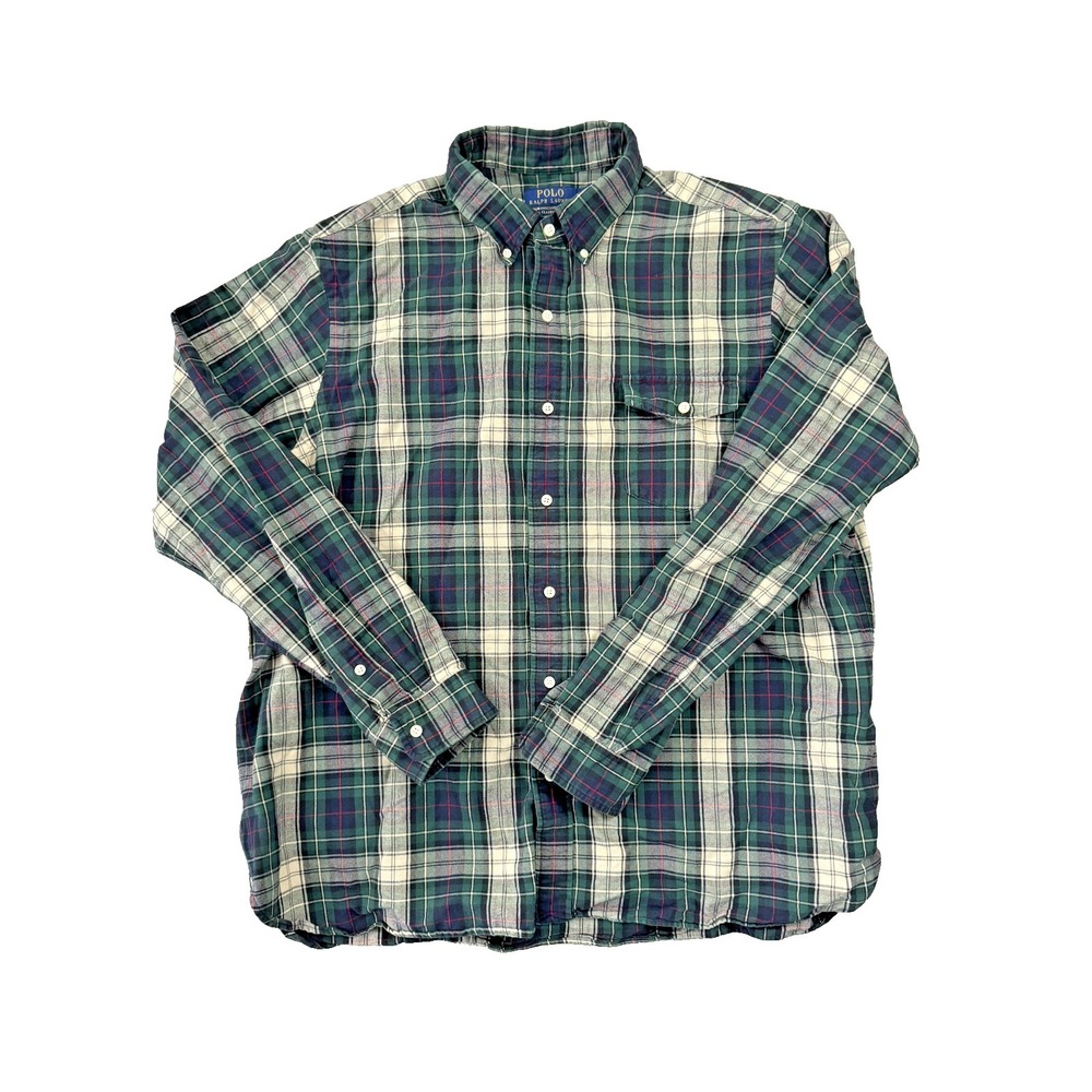 Polo Ralph Lauren Classic Fit XXL Green Multicolor‎ Plaid Flannel Button Shirt
